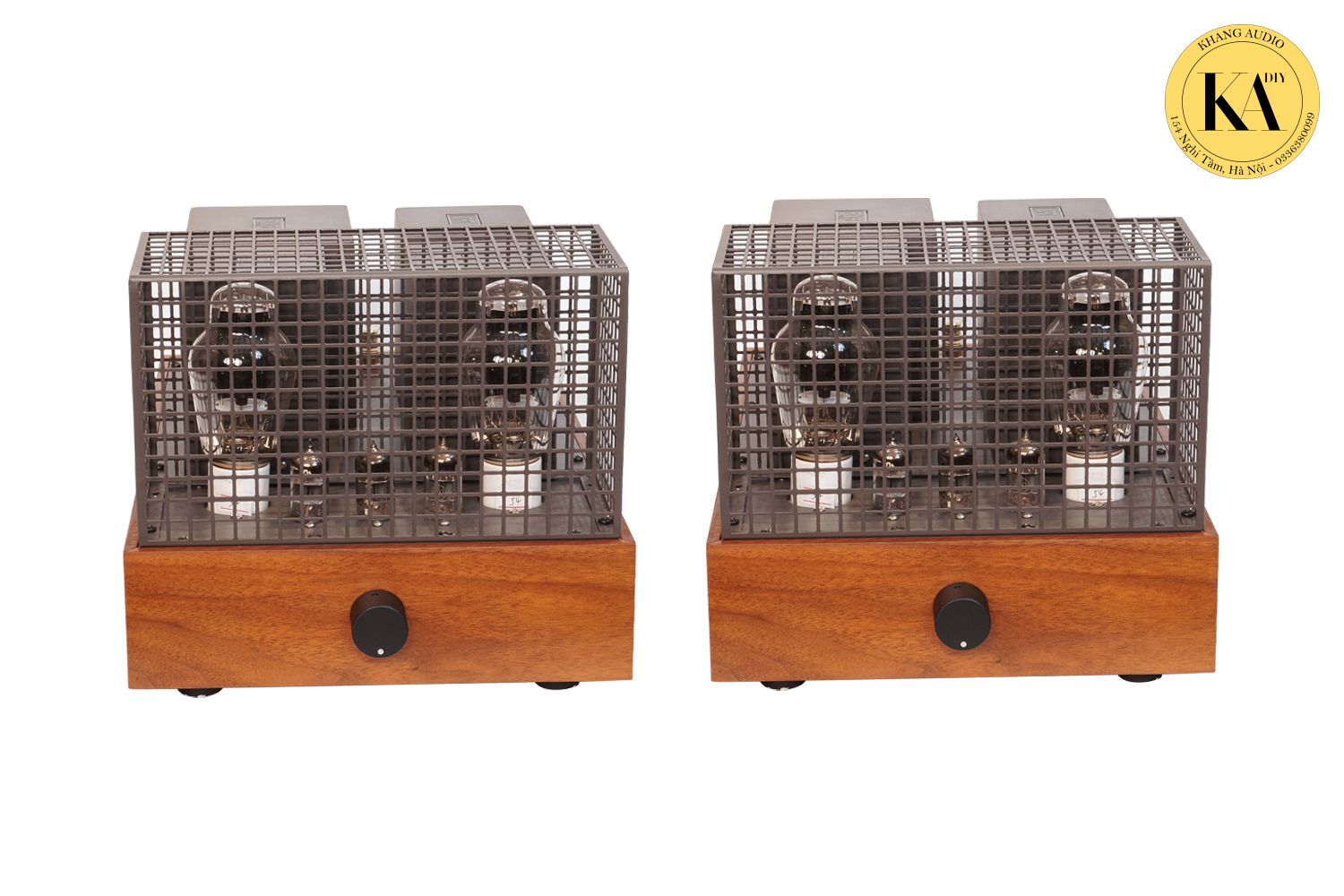 Cặp amply đ&egrave;n 300B Push Pull Mono Block Walnut