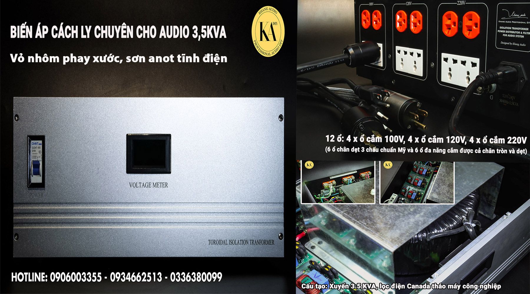 Biến Áp Cách Ly Xuyến CBN 3.5KVA (100V - 120V - 220V) Khang Audio 0336380099